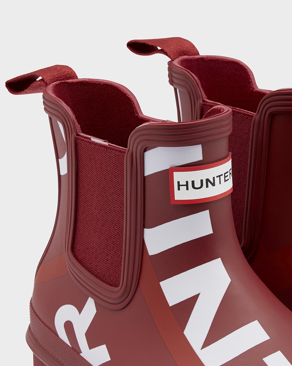 Hunter Mujer Original Exploded Logo - Botas Chelsea Gris Rojas - 475-MQOLFP